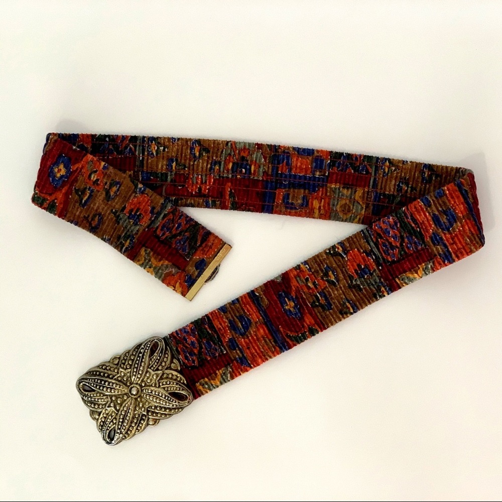 VINTAGE 1980’s Multicolor Elastic Belt w/ Buckle - Picture 2 of 4